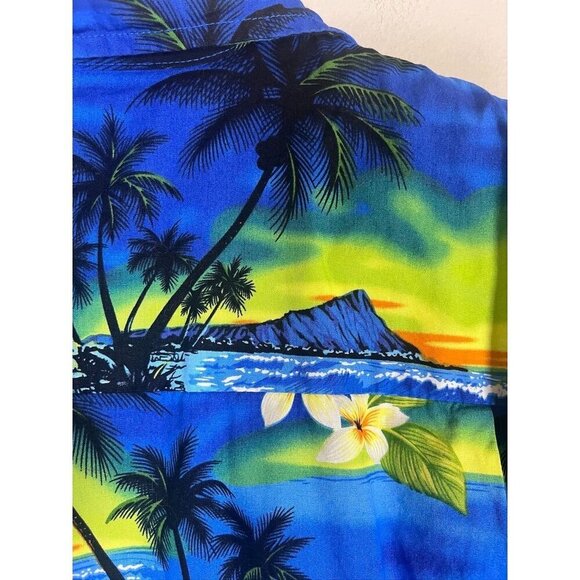 Favant Shirt Men 3X Blue Hawaiian Tropical Volcano Floral Aloha Retro Resort - Picture 11 of 14